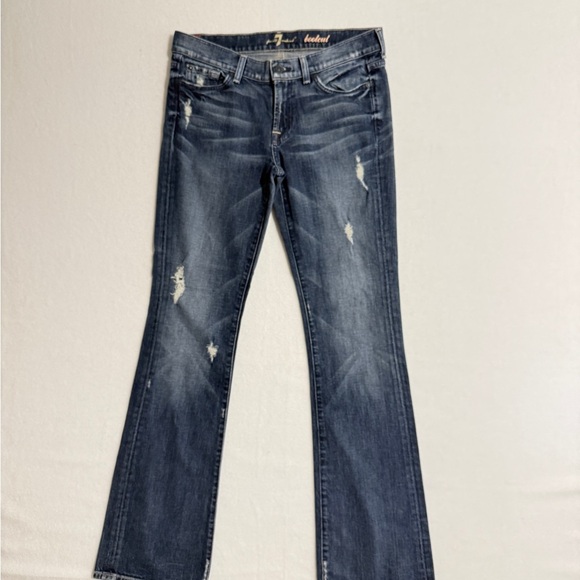 7 For All Mankind Size 30 Dark Blue Boot Cut Jeans - Picture 2 of 5